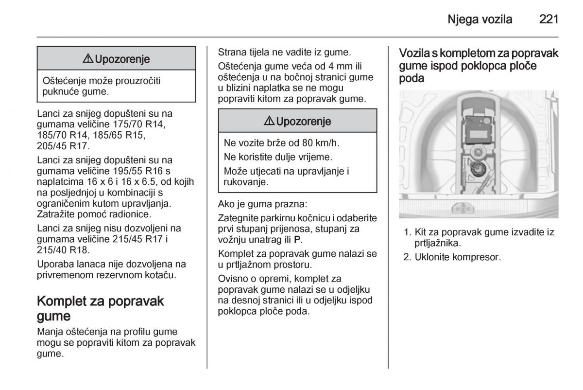 Opel Corsa D vlasnicko uputstvo / page 223