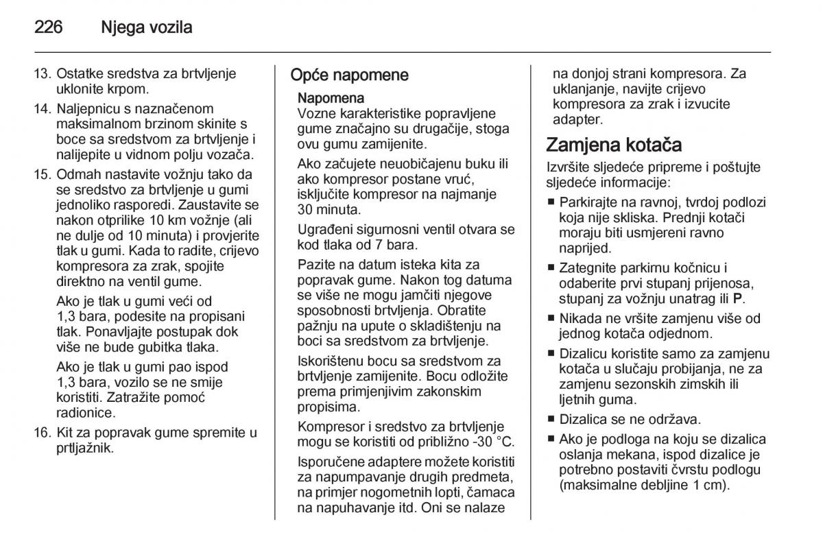 Opel Corsa D vlasnicko uputstvo / page 228