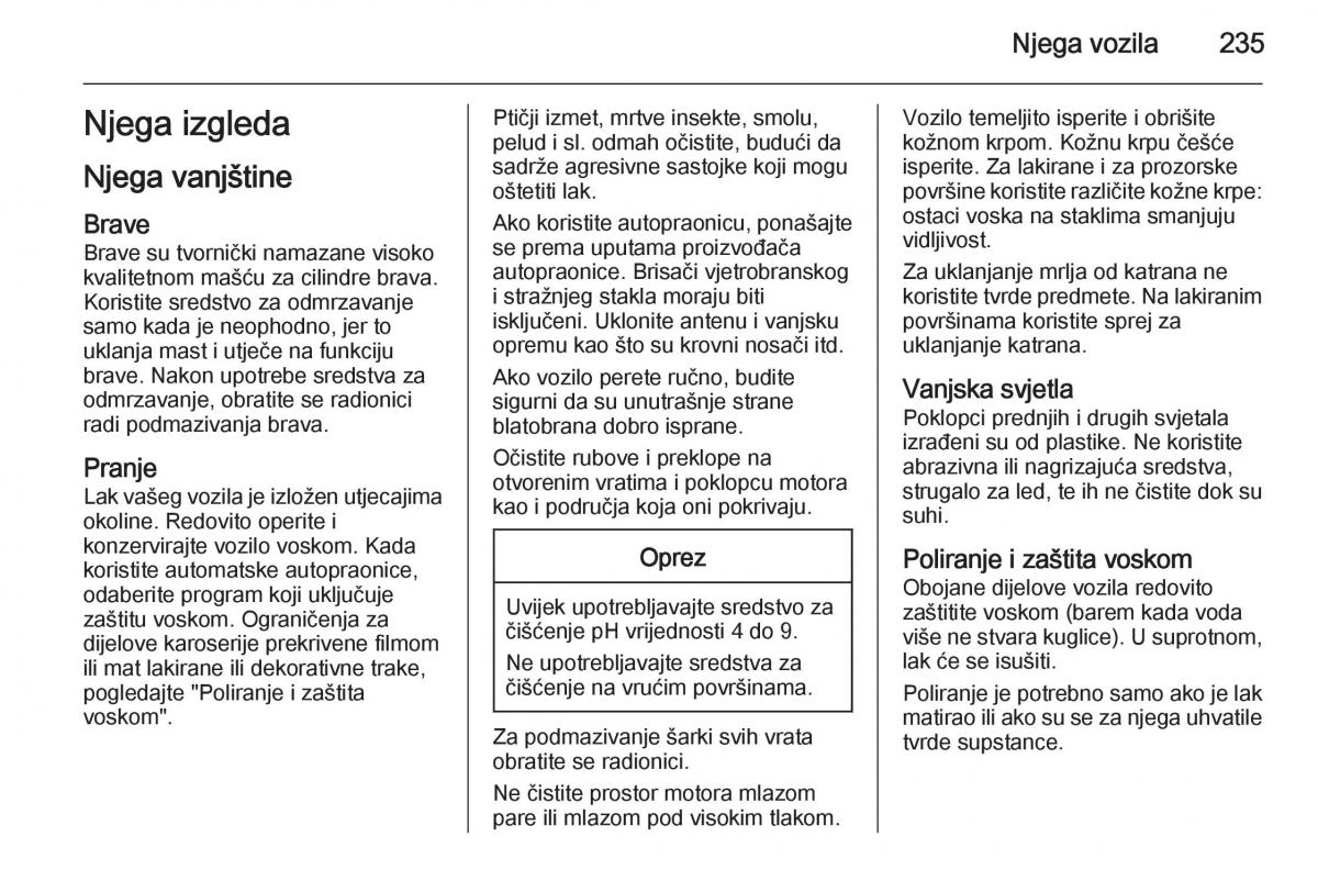 Opel Corsa D vlasnicko uputstvo / page 237