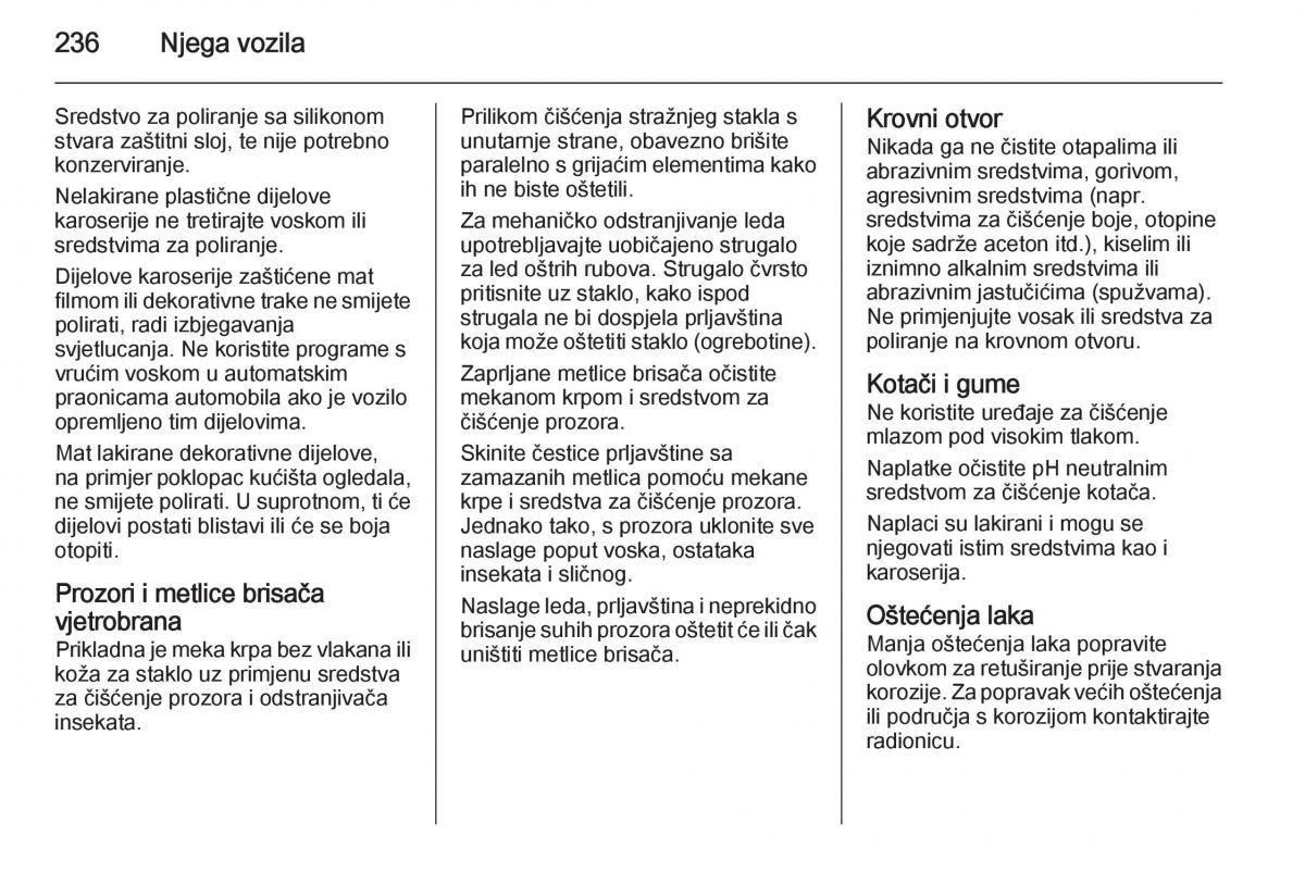 Opel Corsa D vlasnicko uputstvo / page 238