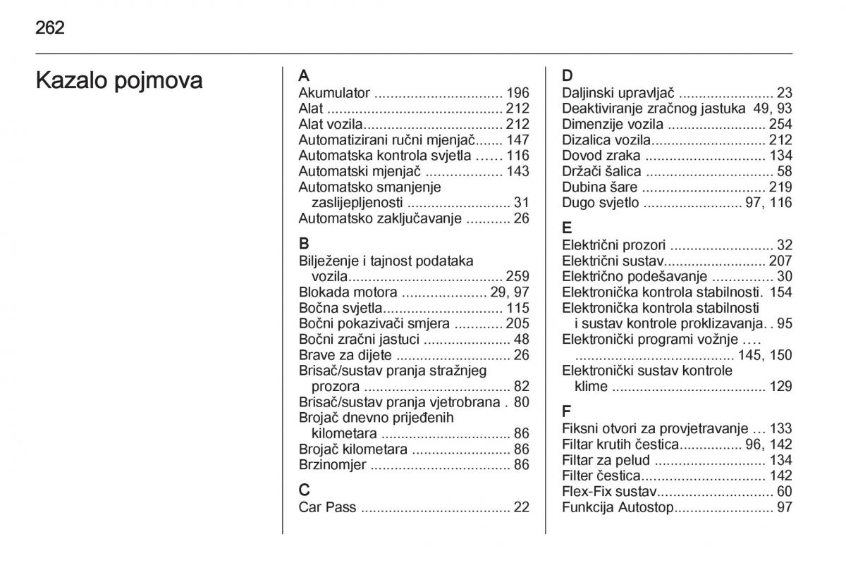 Opel Corsa D vlasnicko uputstvo / page 264