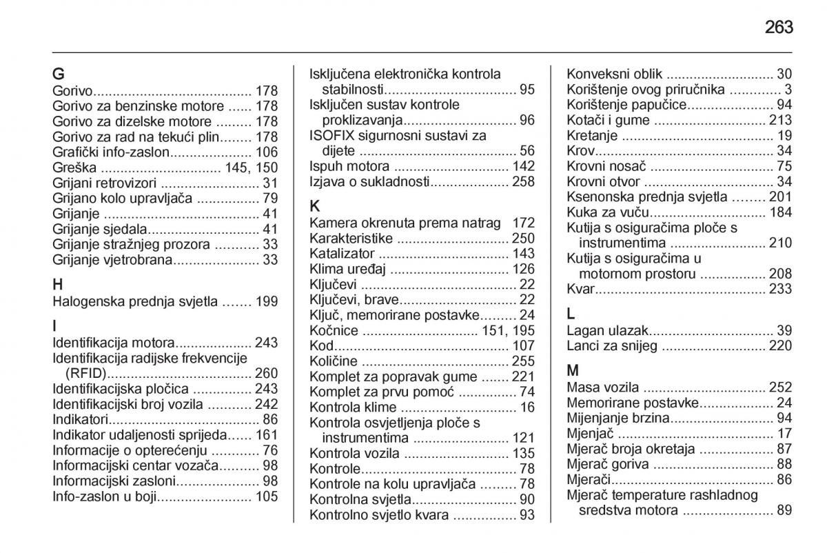 Opel Corsa D vlasnicko uputstvo / page 265