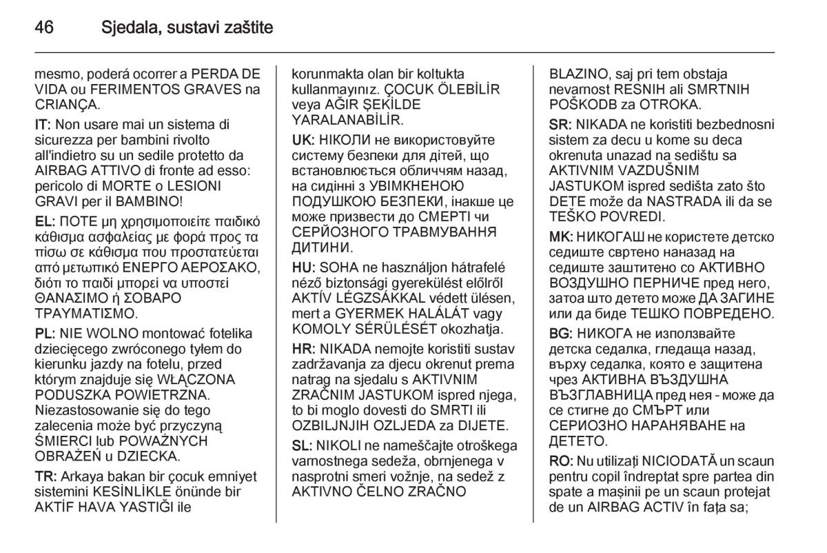 Opel Corsa D vlasnicko uputstvo / page 48