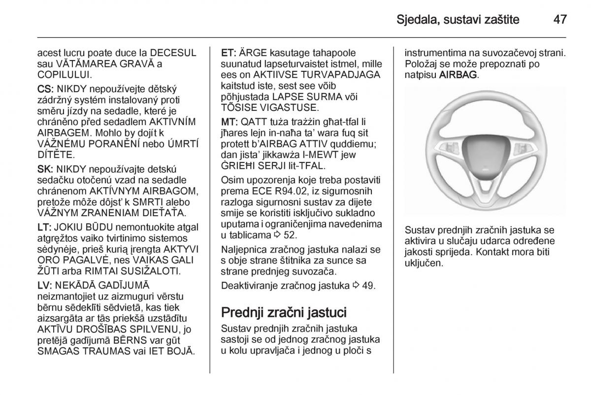 Opel Corsa D vlasnicko uputstvo / page 49