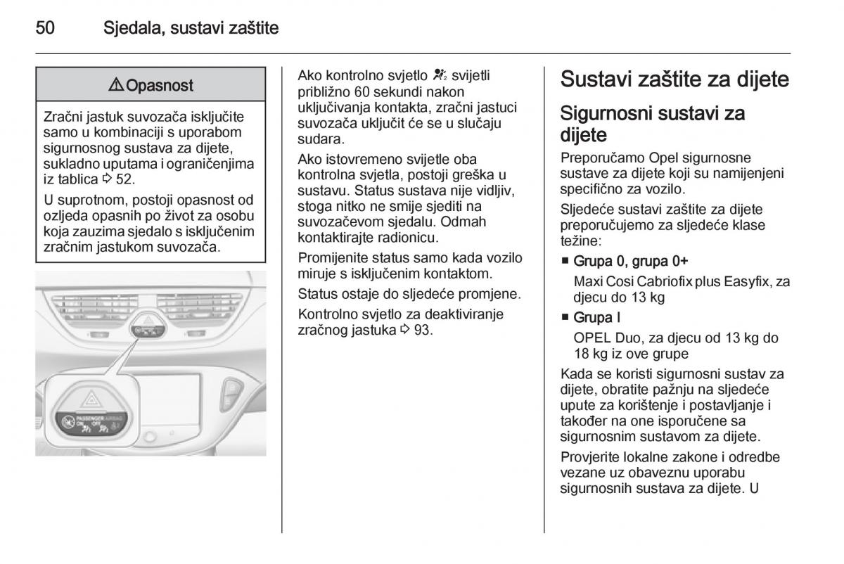 Opel Corsa D vlasnicko uputstvo / page 52