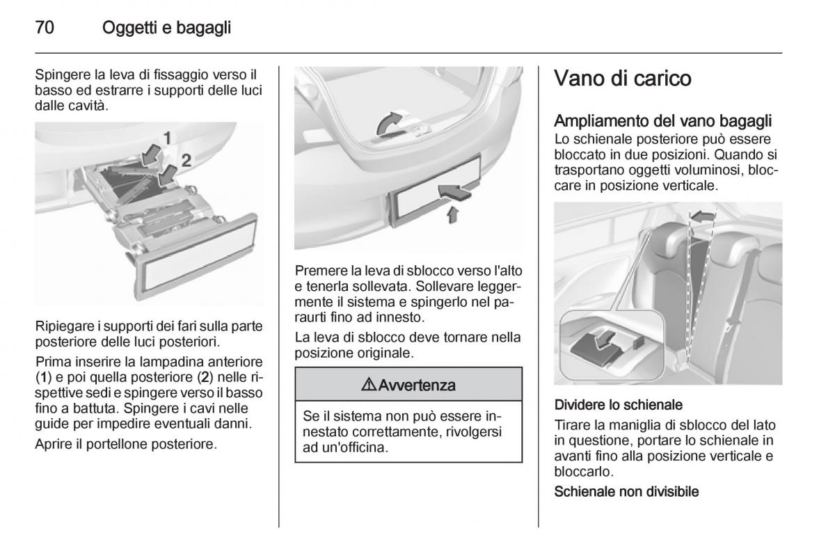 Opel Corsa D manuale del proprietario / page 72