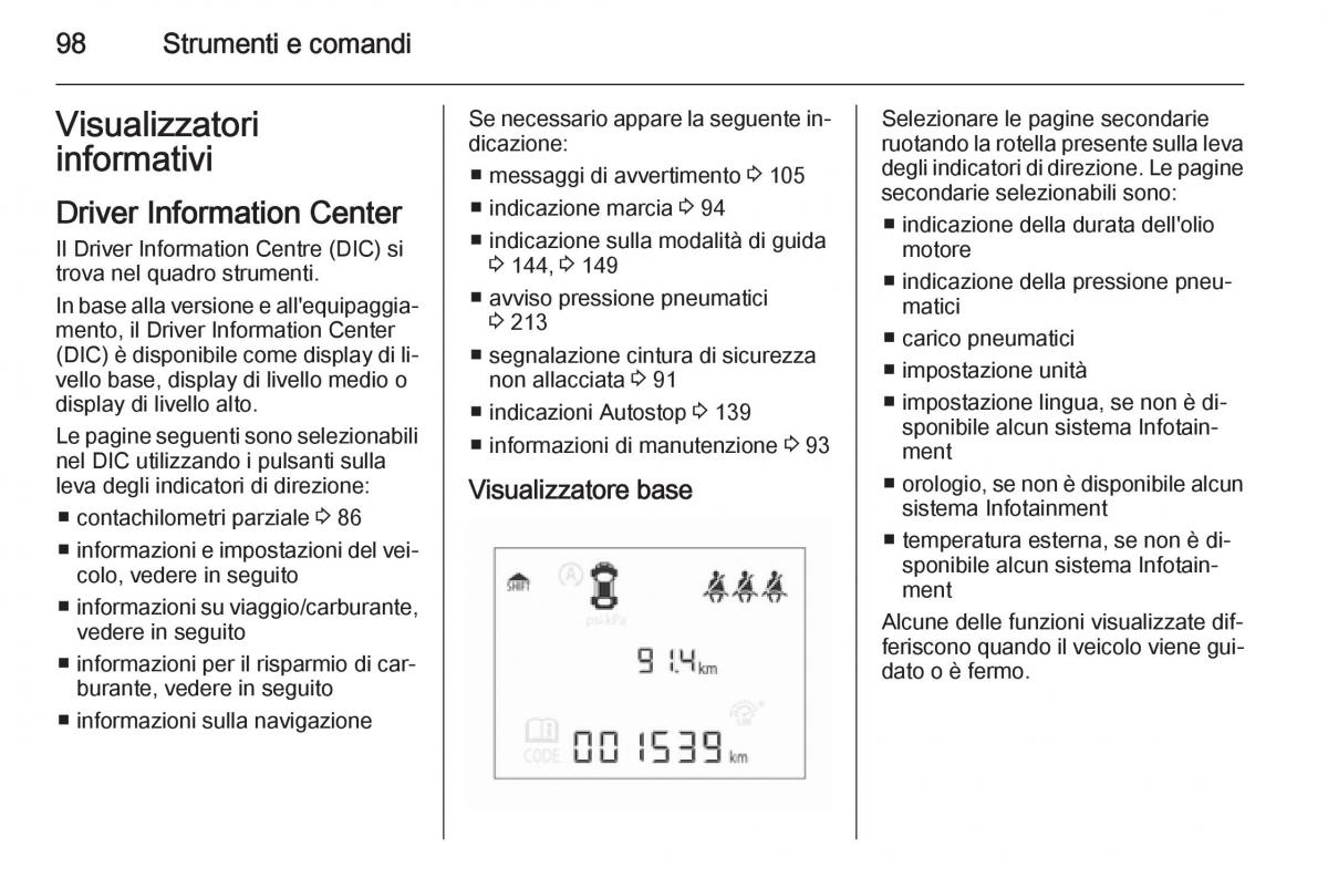 Opel Corsa D manuale del proprietario / page 100