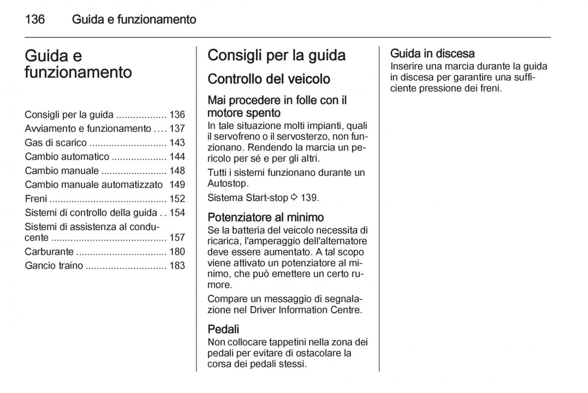 Opel Corsa D manuale del proprietario / page 138