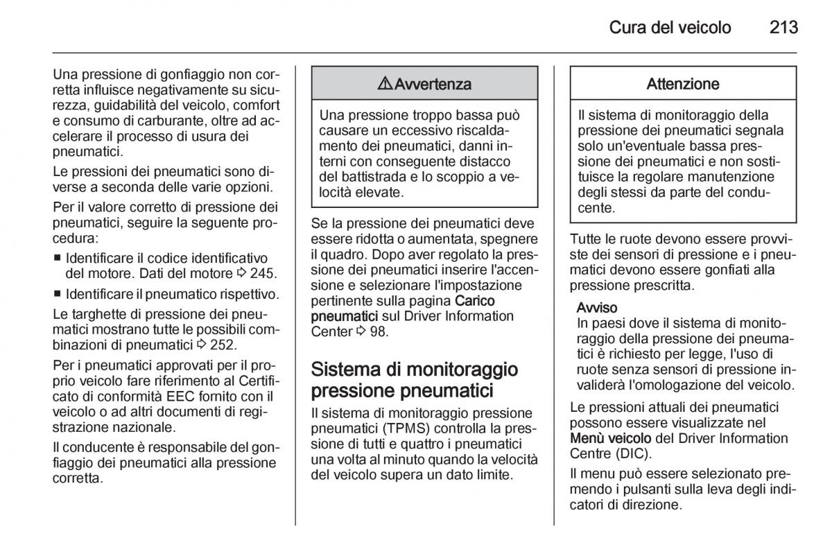 Opel Corsa D manuale del proprietario / page 215