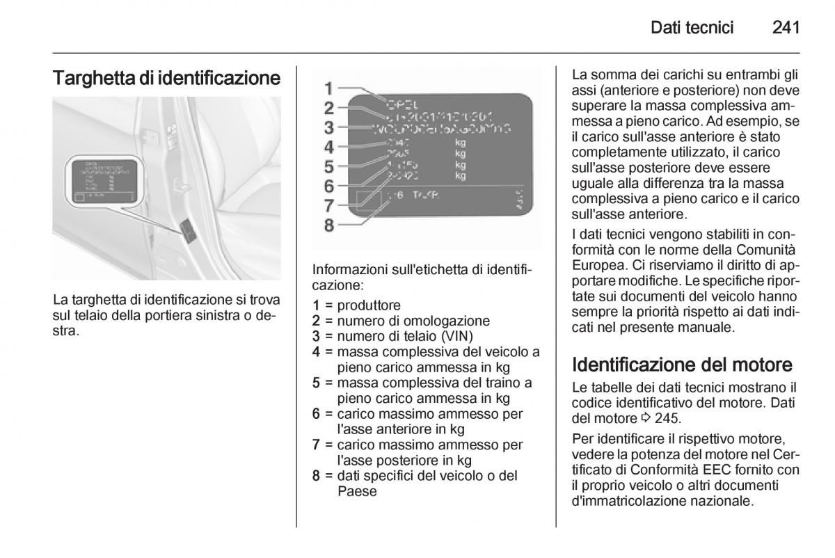 Opel Corsa D manuale del proprietario / page 243