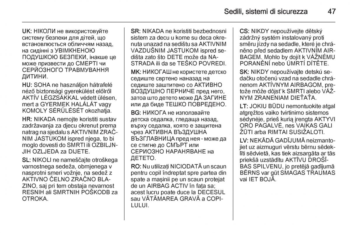 Opel Corsa D manuale del proprietario / page 49