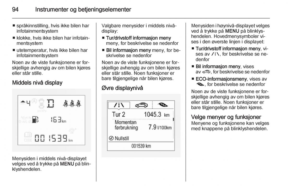 Opel Corsa D bruksanvisningen / page 96