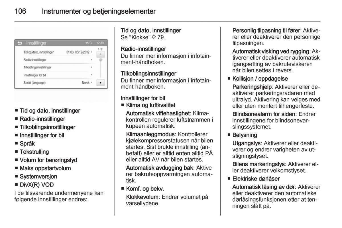 Opel Corsa D bruksanvisningen / page 108