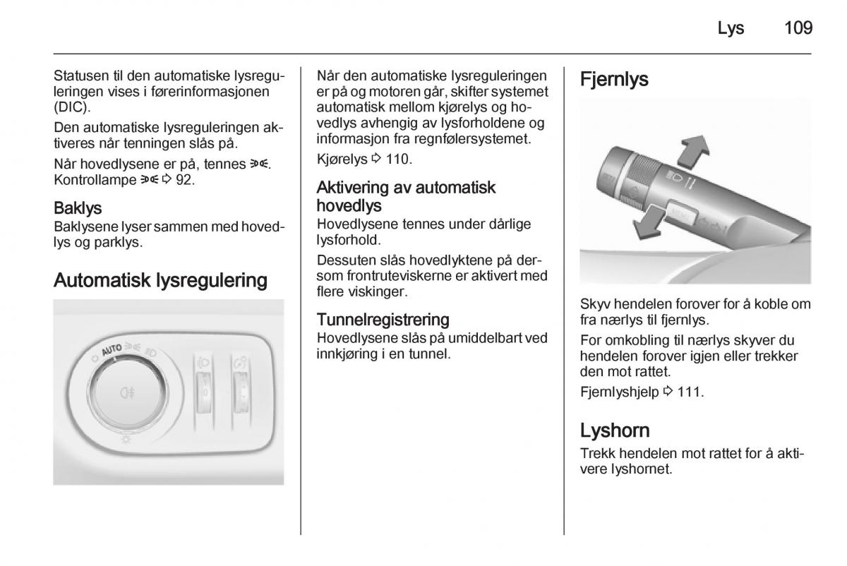 Opel Corsa D bruksanvisningen / page 111