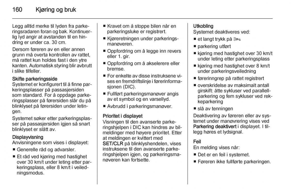 Opel Corsa D bruksanvisningen / page 162