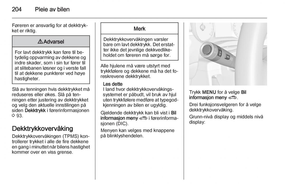 Opel Corsa D bruksanvisningen / page 206