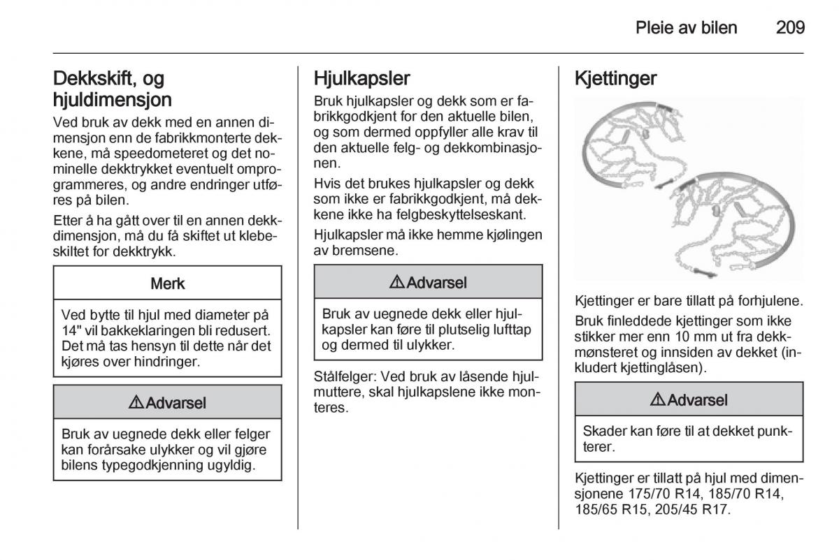 Opel Corsa D bruksanvisningen / page 211