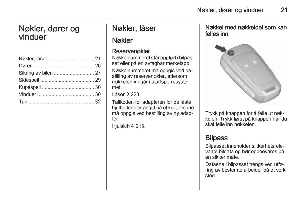 Opel Corsa D bruksanvisningen / page 23