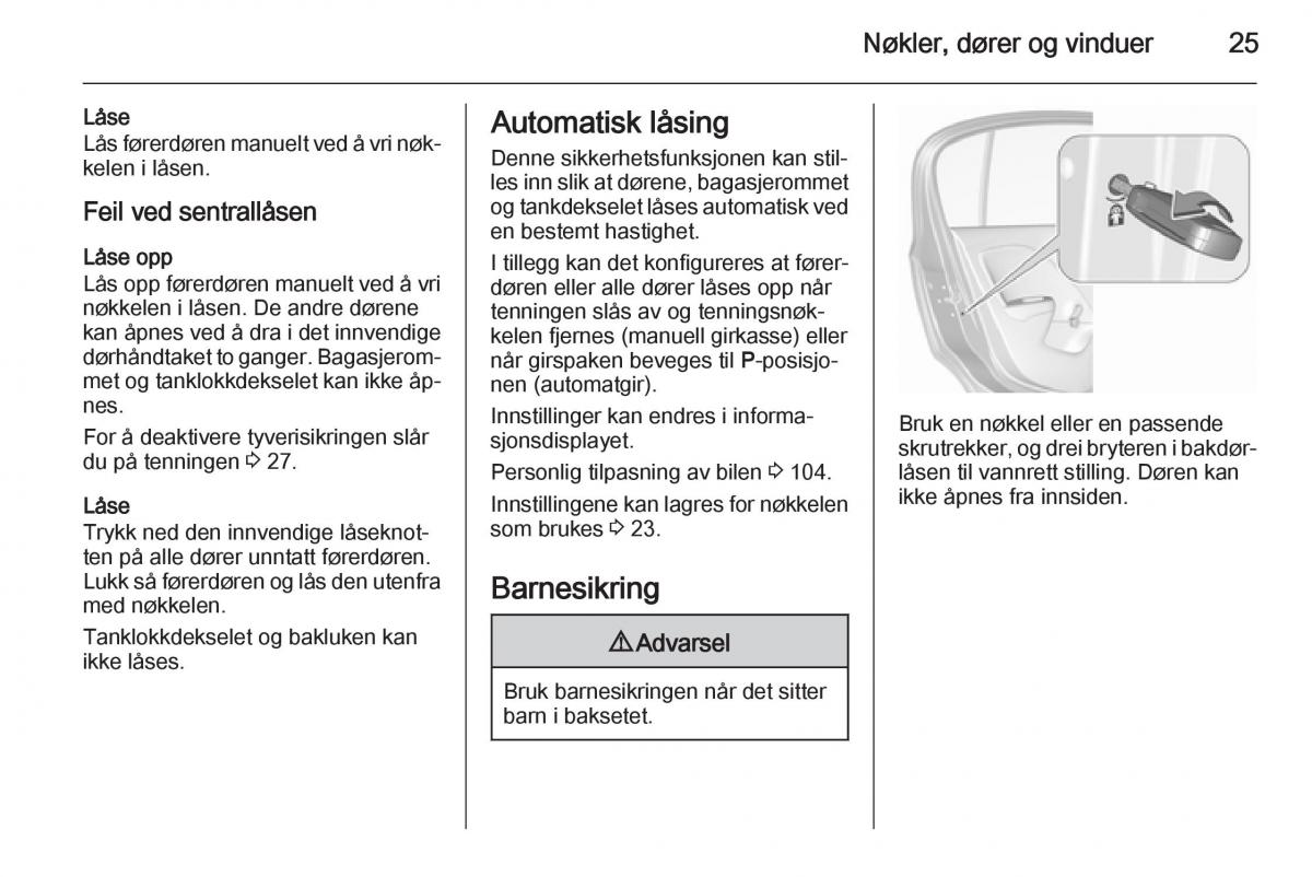 Opel Corsa D bruksanvisningen / page 27