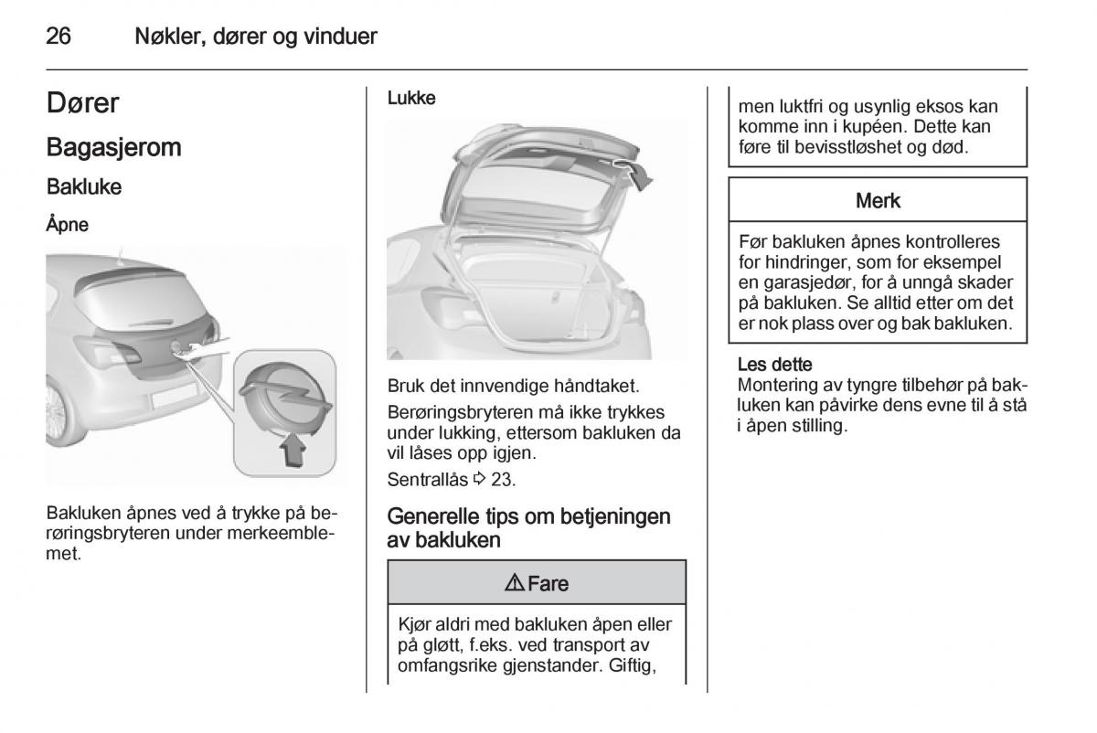 Opel Corsa D bruksanvisningen / page 28