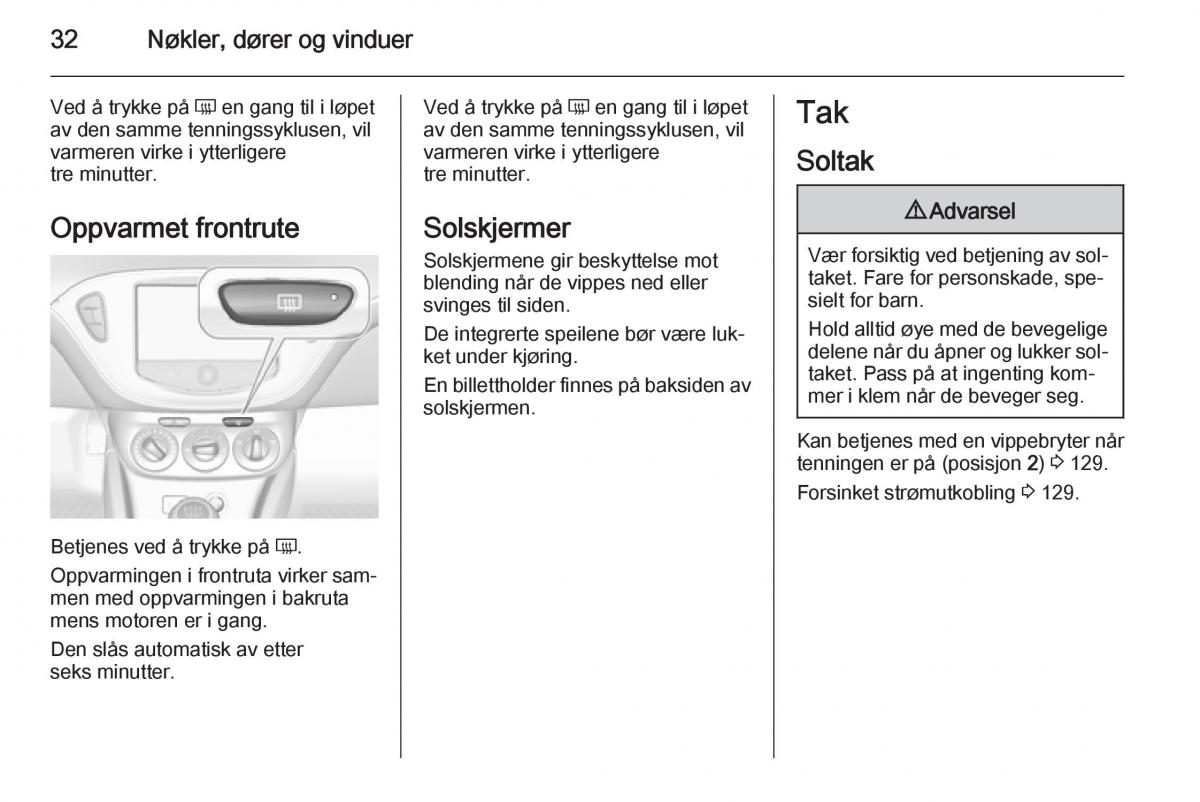 Opel Corsa D bruksanvisningen / page 34