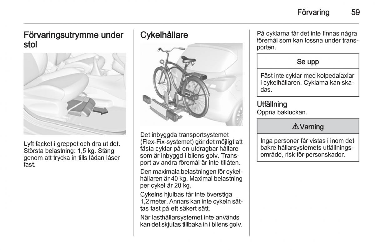 Opel Corsa D instruktionsbok / page 61