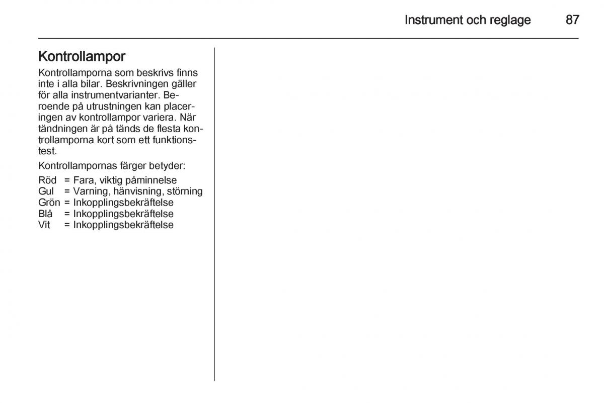 Opel Corsa D instruktionsbok / page 89