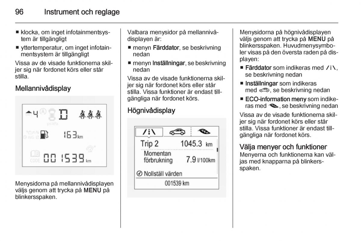 Opel Corsa D instruktionsbok / page 98