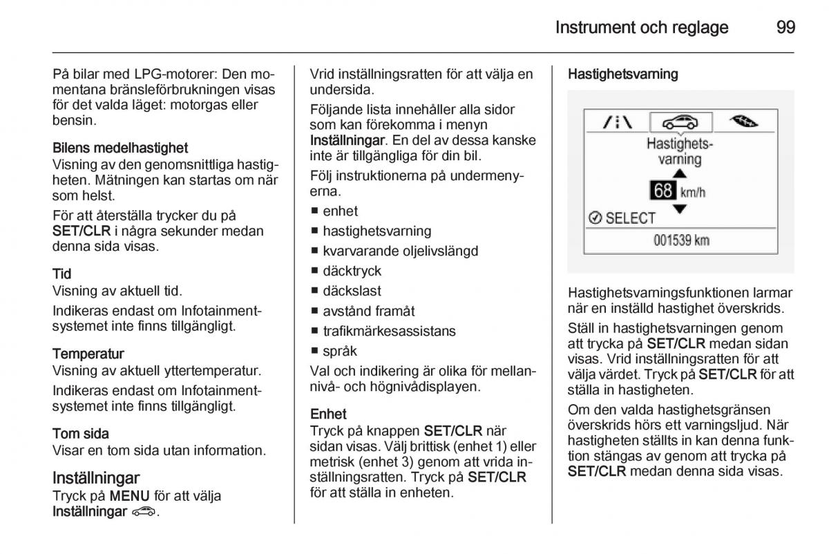 Opel Corsa D instruktionsbok / page 101