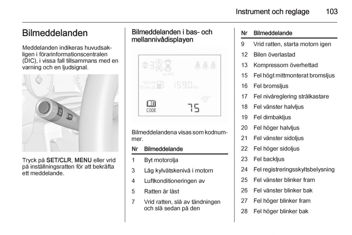 Opel Corsa D instruktionsbok / page 105