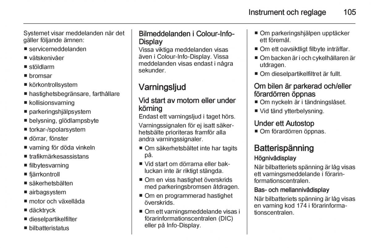 Opel Corsa D instruktionsbok / page 107