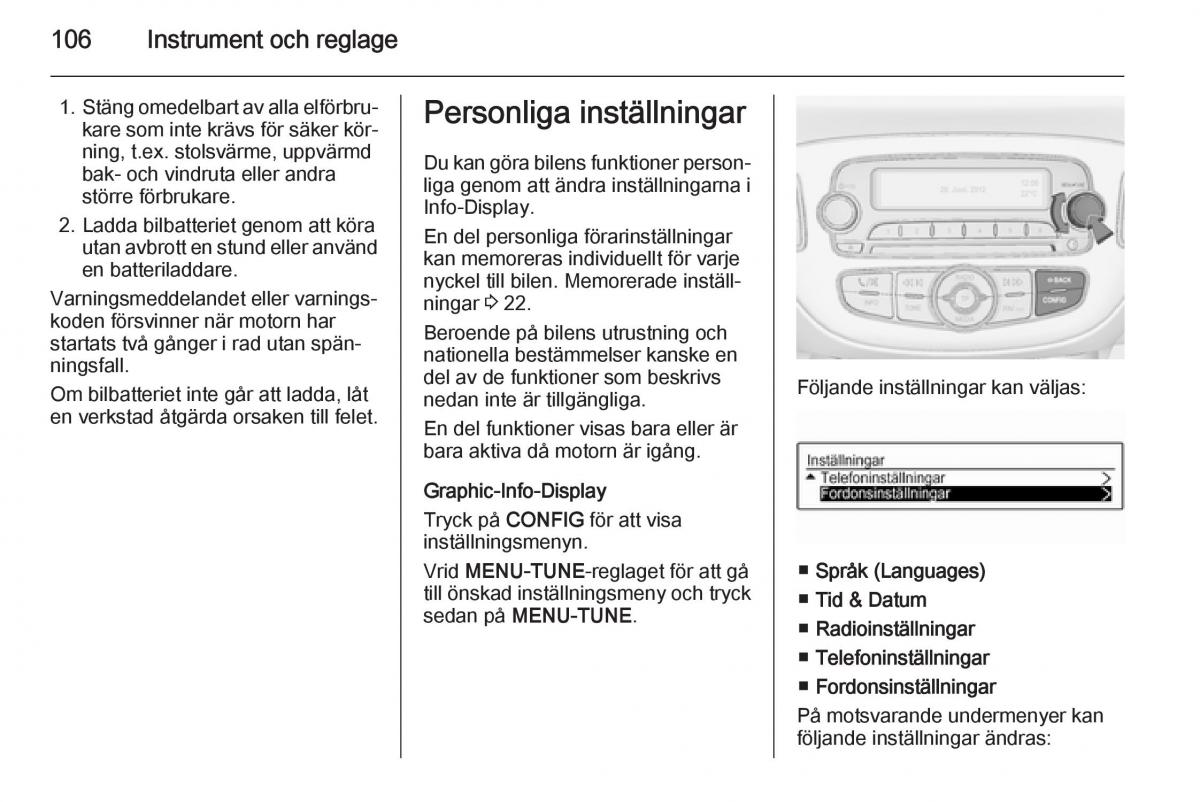 Opel Corsa D instruktionsbok / page 108