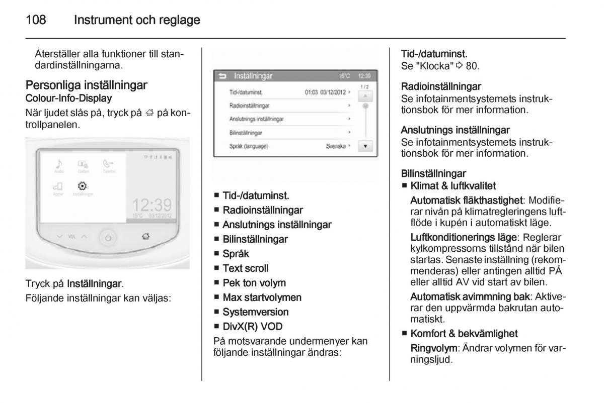 Opel Corsa D instruktionsbok / page 110