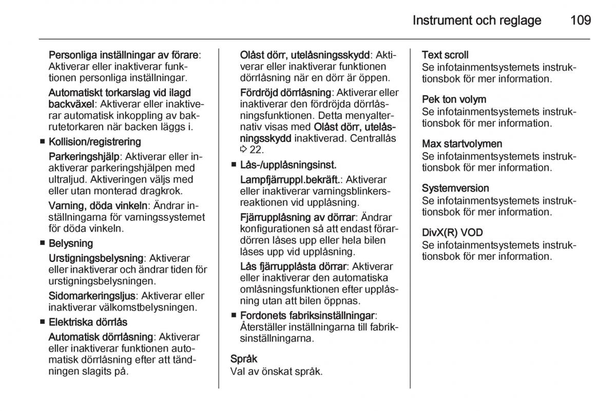 Opel Corsa D instruktionsbok / page 111