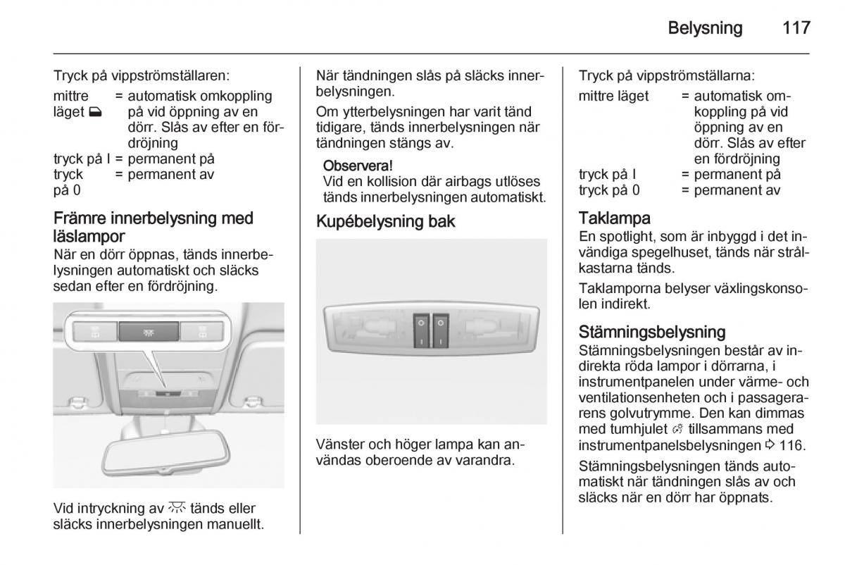 Opel Corsa D instruktionsbok / page 119