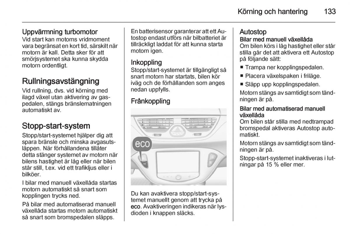 Opel Corsa D instruktionsbok / page 135