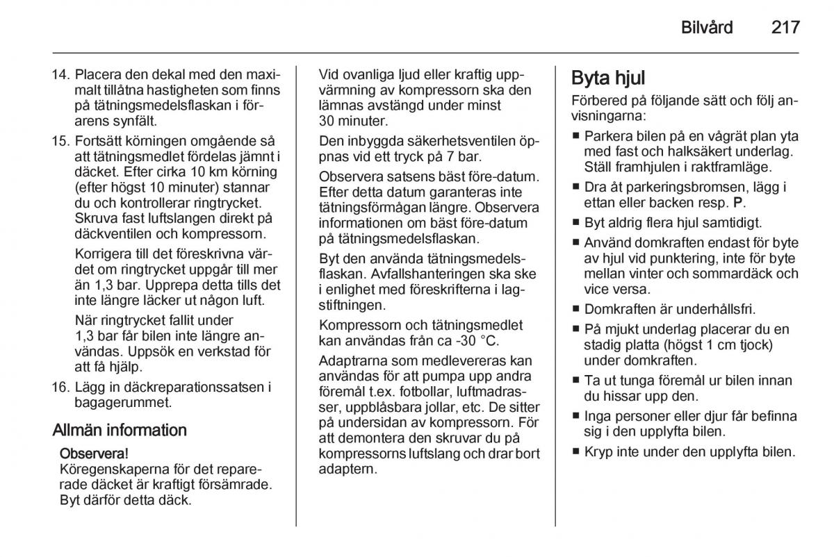 Opel Corsa D instruktionsbok / page 219