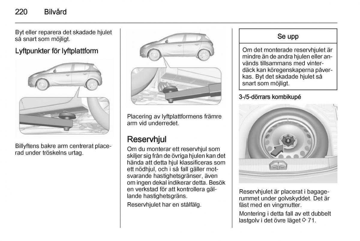 Opel Corsa D instruktionsbok / page 222