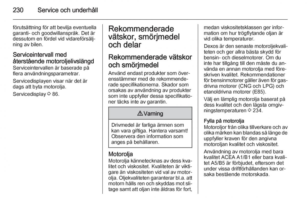 Opel Corsa D instruktionsbok / page 232