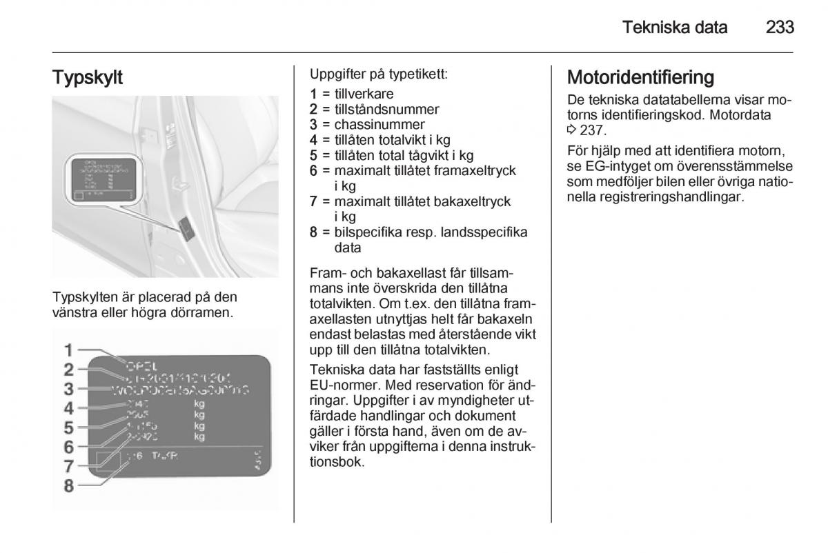 Opel Corsa D instruktionsbok / page 235