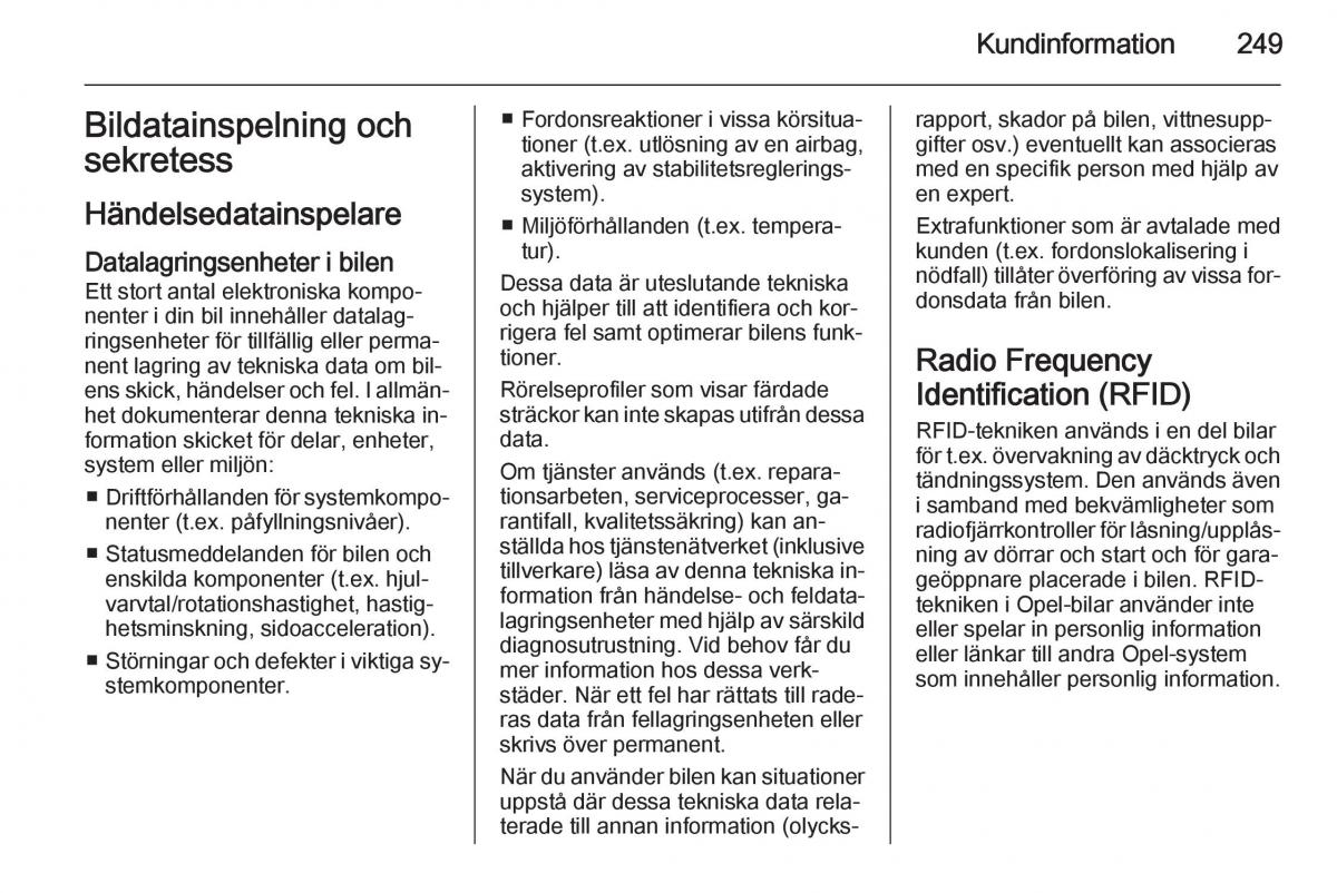 Opel Corsa D instruktionsbok / page 251