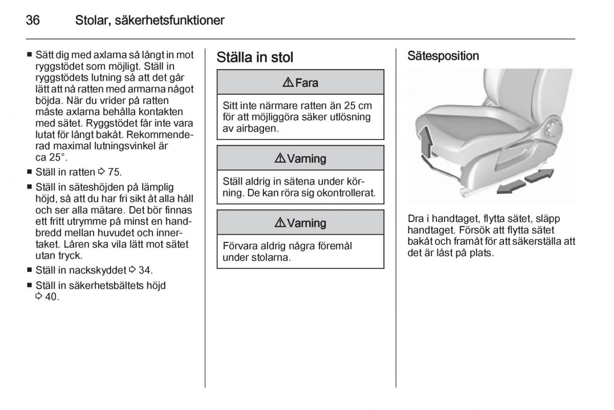 Opel Corsa D instruktionsbok / page 38
