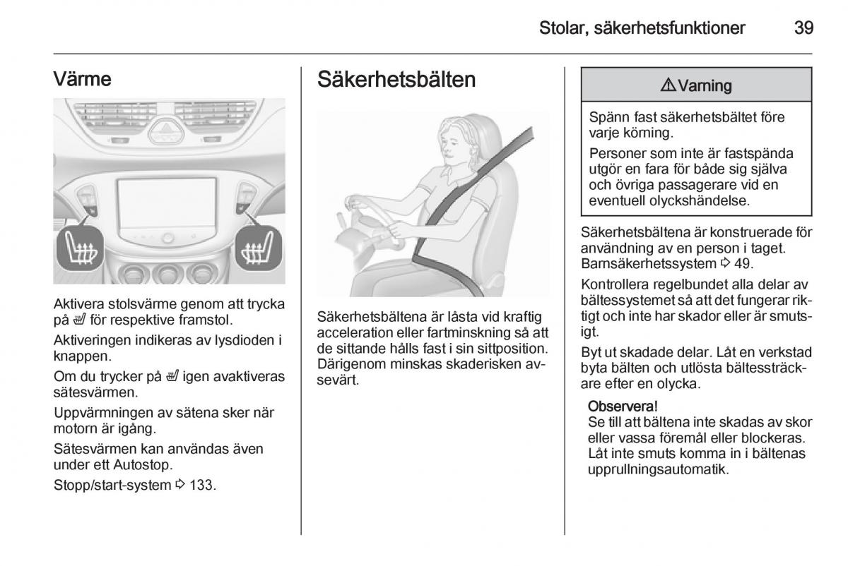 Opel Corsa D instruktionsbok / page 41
