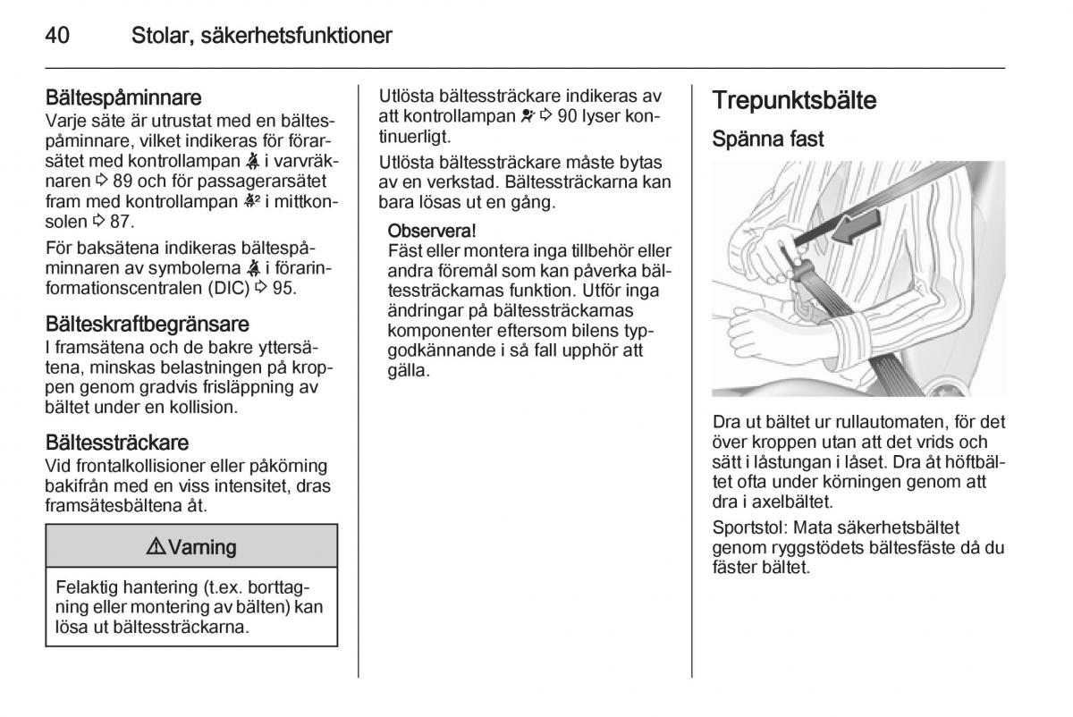 Opel Corsa D instruktionsbok / page 42