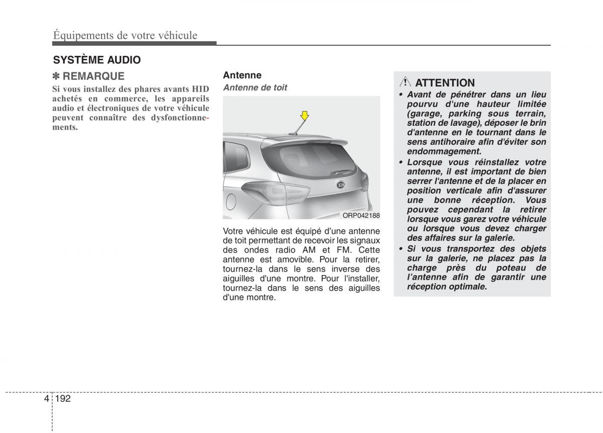 KIA Carens III 3 manuel du proprietaire / page 282