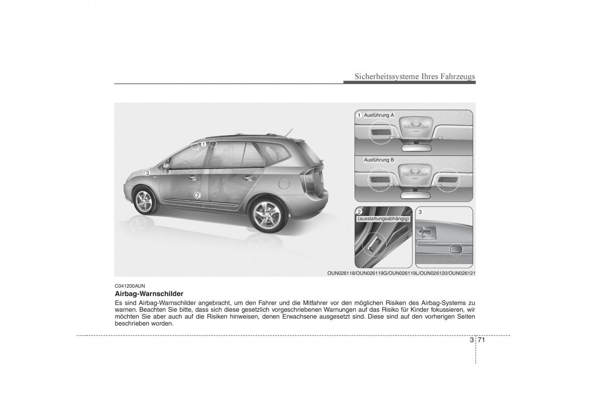 KIA Carens II 2 Handbuch / page 86