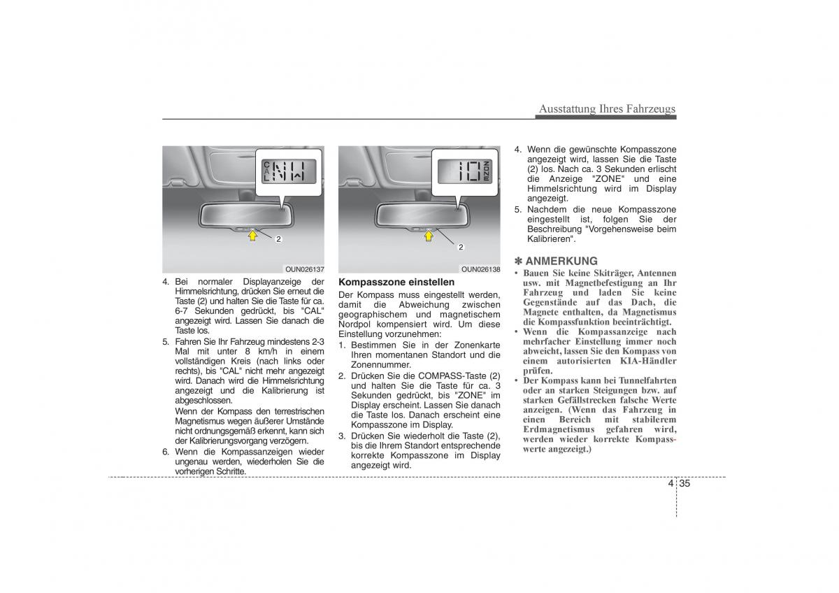 KIA Carens II 2 Handbuch / page 121