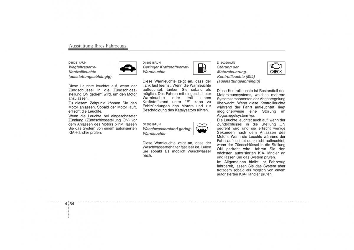 KIA Carens II 2 Handbuch / page 140