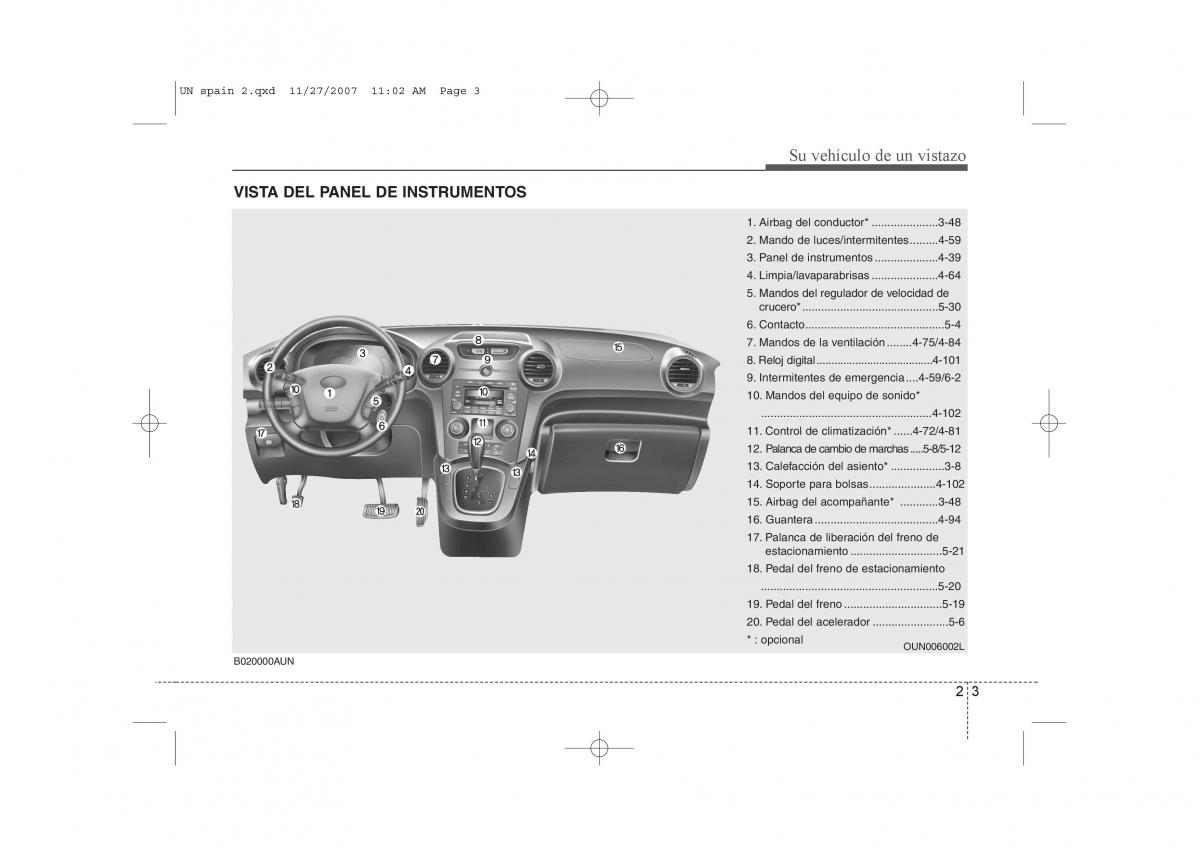 KIA Carens II 2 manual del propietario / page 12