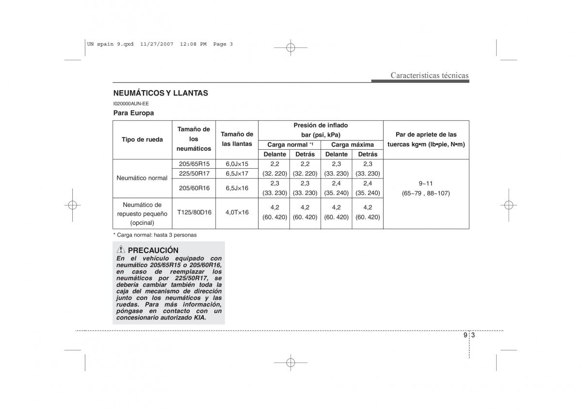 KIA Carens II 2 manual del propietario / page 390